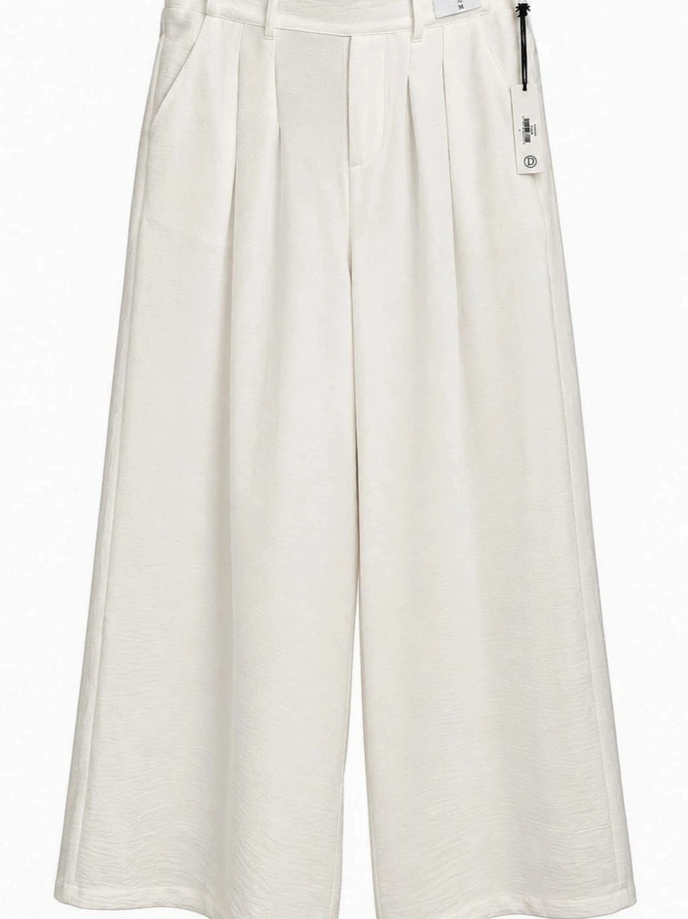 Dictionary White Linen Blend Wide Leg Pants in White